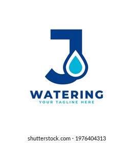 Water Drop Letter J Initial Logo. Usable for Nature and Branding Logos. Flat Vector Logo Design Ideas Template Element