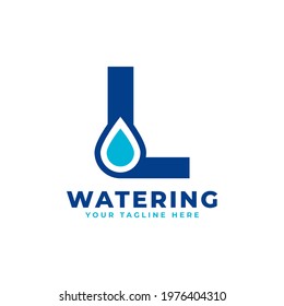 Water Drop Letter L Initial Logo. Usable for Nature and Branding Logos. Flat Vector Logo Design Ideas Template Element