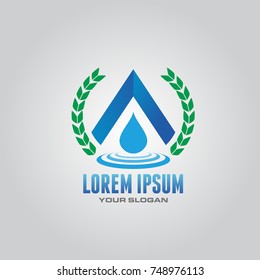 Water Drop with Letter A Logo