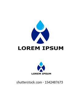 Water drop with letter A logo concept