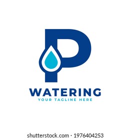 Water Drop Letter P Initial Logo. Usable for Nature and Branding Logos. Flat Vector Logo Design Ideas Template Element