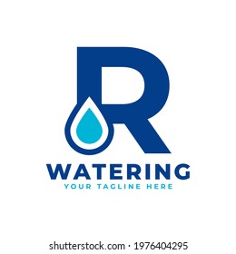 Water Drop Letter R Initial Logo. Usable for Nature and Branding Logos. Flat Vector Logo Design Ideas Template Element