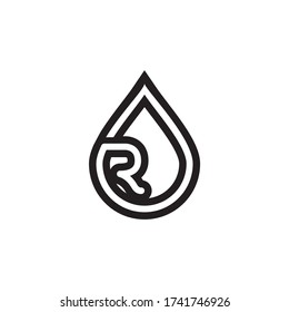 water drop letter R lines design concept
