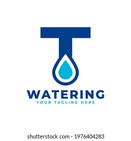 Water Drop Letter T Initial Logo. Usable for Nature and Branding Logos. Flat Vector Logo Design Ideas Template Element