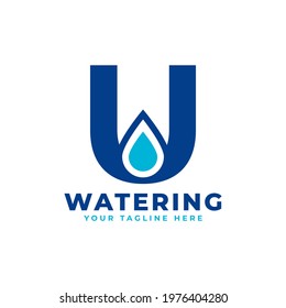 Water Drop Letter U Initial Logo. Usable for Nature and Branding Logos. Flat Vector Logo Design Ideas Template Element