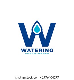 Water Drop Letter W Initial Logo. Usable for Nature and Branding Logos. Flat Vector Logo Design Ideas Template Element