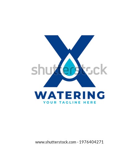 Water Drop Letter X Initial Logo. Usable for Nature and Branding Logos. Flat Vector Logo Design Ideas Template Element