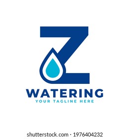 Water Drop Letter Z Initial Logo. Usable for Nature and Branding Logos. Flat Vector Logo Design Ideas Template Element
