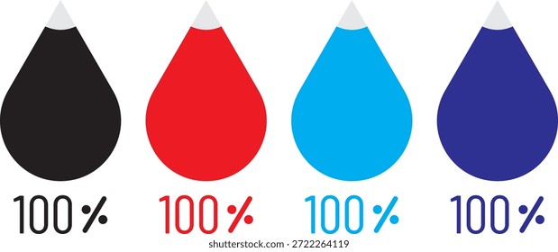 Conjunto de iconos de nivel de gota de agua. Niveles de humedad de la barra de escala. Iconos de nivel de líquido. Indicador de nivel de agua del 10 al 100 por ciento. Niveles de humedad de la barra de escala. Volumen de agua. Herramienta del contador del control del clima