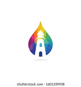 Water drop and lighthouse logo template.	