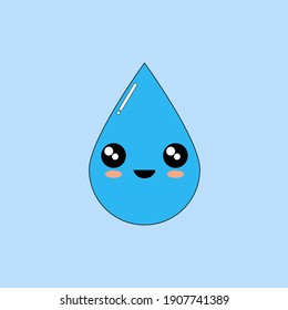 Water drop line icon. Cartoon water drop. Vector illustration