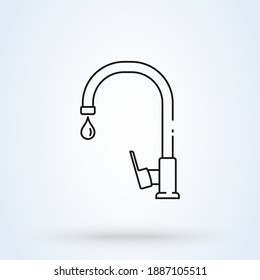 Water drop line icon. Dripping tap with drop linear vector