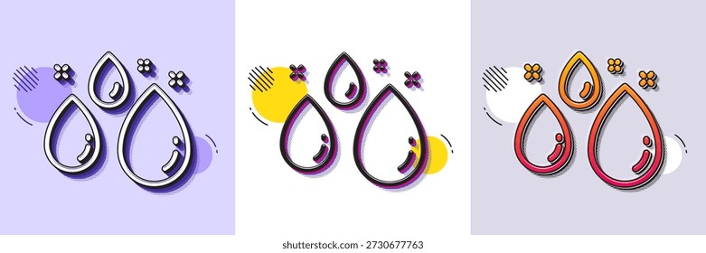 Water drop line icon. Halftone dotted pattern. Gradient icon with grain shadow. Clean aqua sign. Liquid symbol. Line water drop icon. Various designs. Vector