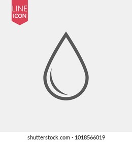 Water drop line icon . Isolated on white background. Vector illustration