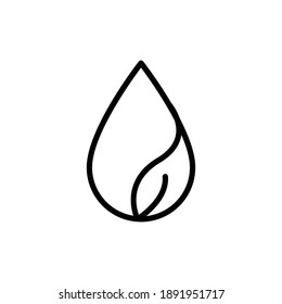Water drop line icon with leaf. Plant symbol. caring for plants. simple design editable. Design template vector