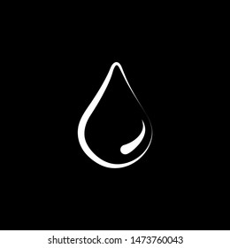 Water Drop Line Icon On Black Background. Black Flat Style Vector Illustration.
