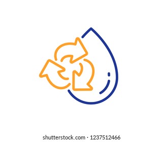 Water drop line icon. Recycle clean aqua sign. Refill liquid symbol. Colorful outline concept. Blue and orange thin line color Recycle water icon. Vector