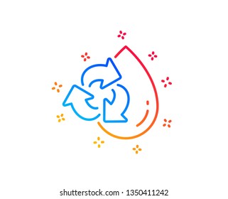 Water drop line icon. Recycle clean aqua sign. Refill liquid symbol. Gradient design elements. Linear recycle water icon. Random shapes. Vector