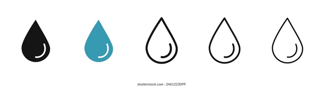 Water drop line icon set. Environmental awareness vector icon for UI designs.