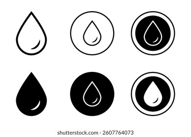 Water drop line icon set. Editable stroke thin line water icon. Vector illustration