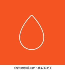 Water drop line icon for web, mobile and infographics. Vector white icon isolated on red background.