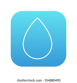 Water drop line icon for web, mobile and infographics. Vector white icon on the blue gradient square with rounded corners isolated on white background.