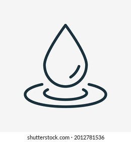 Water Drop Linear Icon. Water Droplet and Splash Line Icon. Editable stroke. Vector illustration.