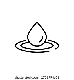Ícone linear de gota d'água. Ilustração em linha fina. Símbolo de contorno de gota líquida. Desenho de contorno isolado de vetor
