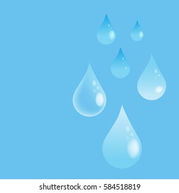 The water drop, drop of the liquid on a blue background. Vector illustration