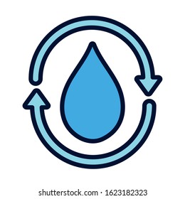 water drop liquid save ecology environment icon vector illustration