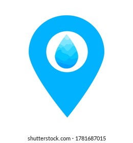 Icono del puntero del puntero del puntero del puntero del puntero de la ubicación de la ubicación de la entrega de agua. Elemento de punto de mapa para concepto móvil y aplicaciones web. Icono para el diseño de sitios web y desarrollo de aplicaciones. Clima premium, fundición, símbolo de lluvia.