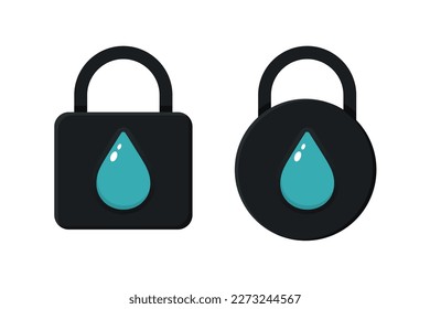 Water drop lock icon. Illustration vector