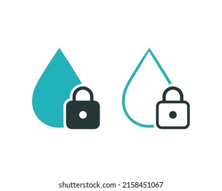 Water Drop Lock Icon. Vector Illustration