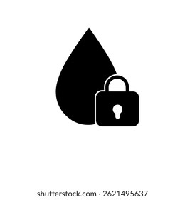 Water drop lock icon vector. Water drop security sign. Vector illustration