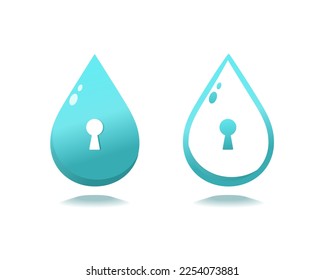 Water drop lock sign. Vector illustration