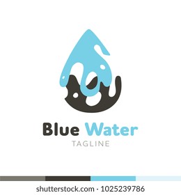 Water drop Logo abstract design vector template splash style. Waterdrop Oil Aqua droplet Logotype concept icon.