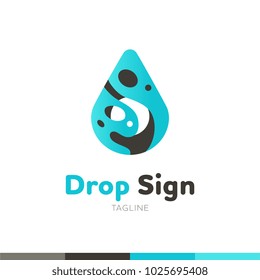 Water drop Logo abstract design vector template splash style. Waterdrop Oil Aqua droplet Logotype concept icon.