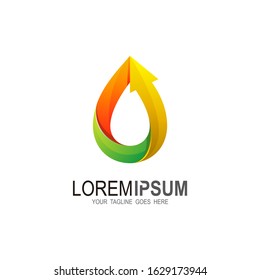 Water drop logo and arrow design illustration