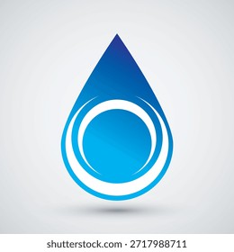 Logotipo de gota de agua con elemento circular azul para agua mineral Marca