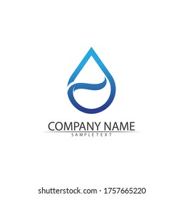 Water drop Logo blue wave Template vector illustration design