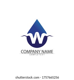 Water drop Logo blue wave Template vector illustration design
