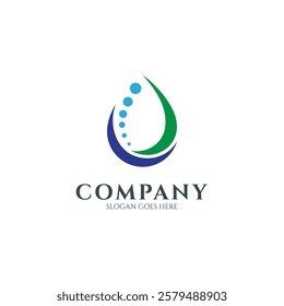 water drop logo with bubbles in flat design style