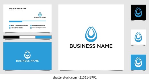 Water drop logo and business card template design inspiration vector