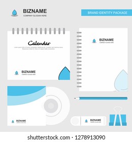 Water drop Logo, Calendar Template, CD Cover, Diary and USB Brand Stationary Package Design Vector Template