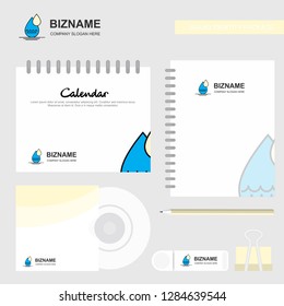 Water drop Logo, Calendar Template, CD Cover, Diary and USB Brand Stationary Package Design Vector Template