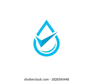 Water drop logo check mark icon 