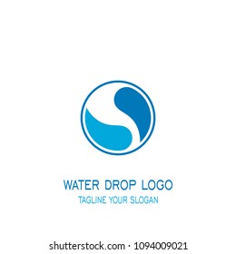 water drop logo, circle design, letter S logo.