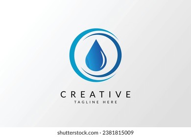 Water drop logo, water in a circle logo vector icon