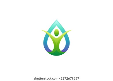 water drop logo combination with people icon shape