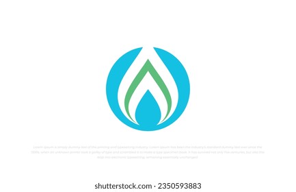 logotipo de gota de agua combinado con hoja abstracta en forma de círculo